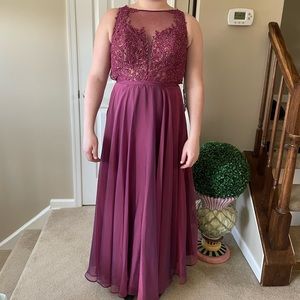 La Femme Dark Rose Prom Dress